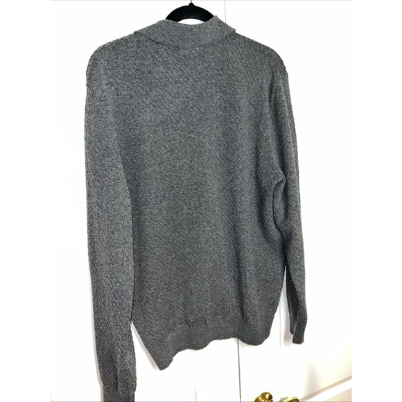 Tahari Polo Sweater Wool Blend Mens Medium Collared Knit Gray Preppy Casual NWT - Picture 6 of 16